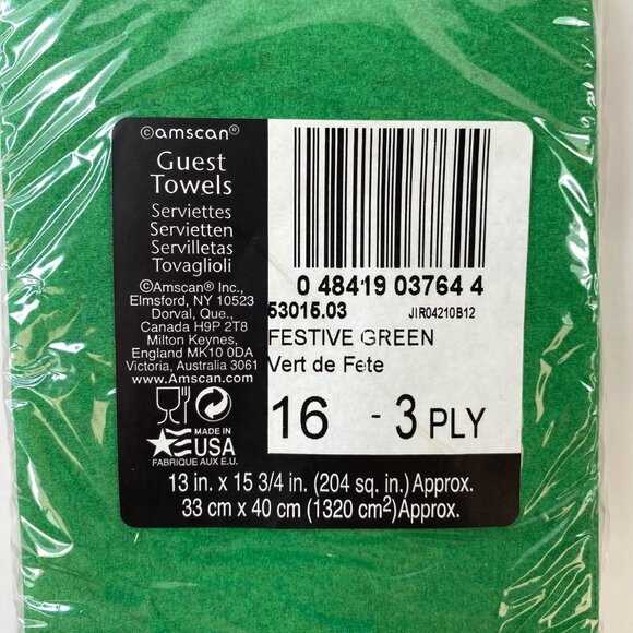 Amscan Holiday Tree 2-Pack 8 Cups 9oz Festive Green Guest Towels Set - Picture 4 of 9